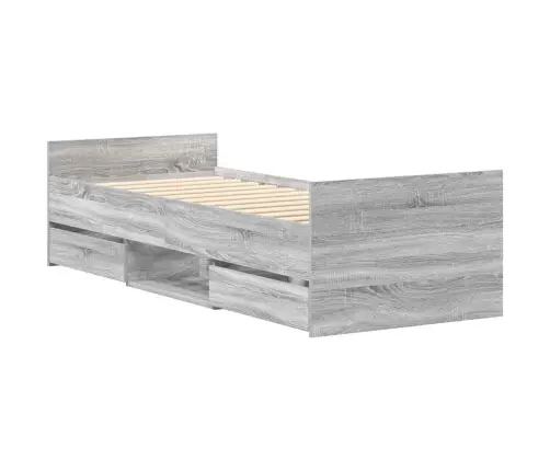 Gultas Rāmis Ar Galvgali Un Kājgali, Pelēks, 90X200 Cm Vidaxl