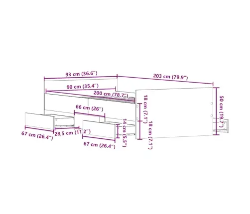 Gultas Rāmis Ar Galvgali Un Kājgali, Pelēks, 90X200 Cm Vidaxl