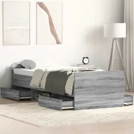 Gultas Rāmis Ar Galvgali Un Kājgali, Pelēks, 90X200 Cm Vidaxl