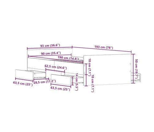 Gultas Rāmis Ar Galvgali Un Kājgali, Balts, 90X190 Cm Vidaxl