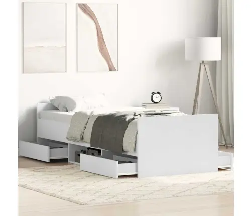 Gultas Rāmis Ar Galvgali Un Kājgali, Balts, 90X190 Cm Vidaxl