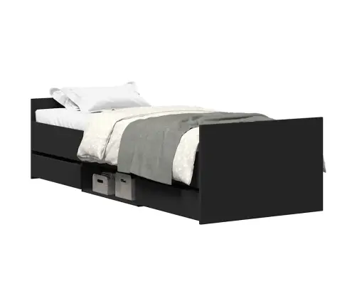 Gultas Rāmis Ar Galvgali Un Kājgali, Melns, 90X190 Cm Vidaxl