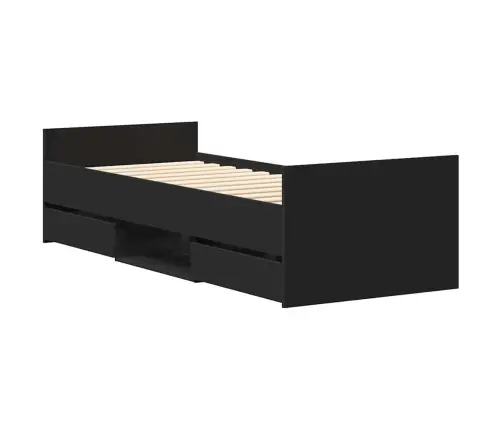 Gultas Rāmis Ar Galvgali Un Kājgali, Melns, 90X190 Cm Vidaxl