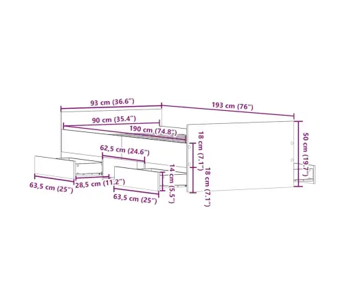Gultas Rāmis Ar Galvgali Un Kājgali, Melns, 90X190 Cm Vidaxl