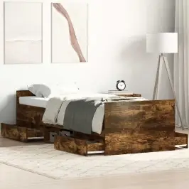 Gultas Rāmis Ar Galvgali Un Kājgali, Koka Krāsa, 90X190 Cm Vidaxl