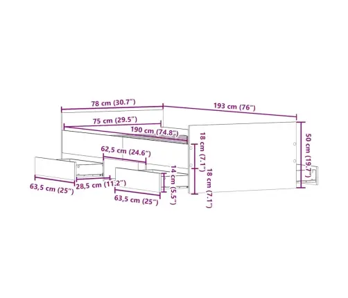 Gultas Rāmis Ar Galvgali Un Kājgali, Balts, 75X190 Cm Vidaxl