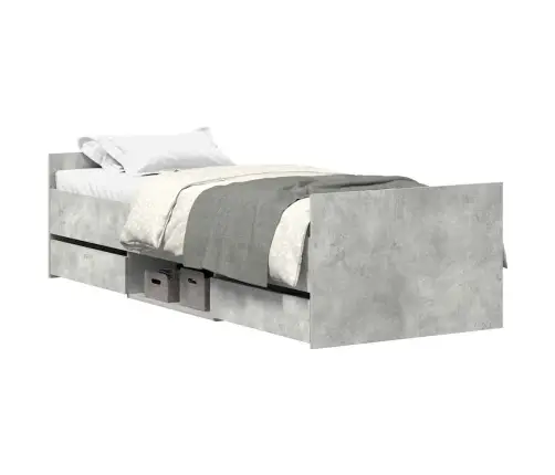 Peatsi Ja Jalutsiga Voodiraam, Betoonhall, 75 X 190 Cm