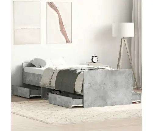 Peatsi Ja Jalutsiga Voodiraam, Betoonhall, 75 X 190 Cm