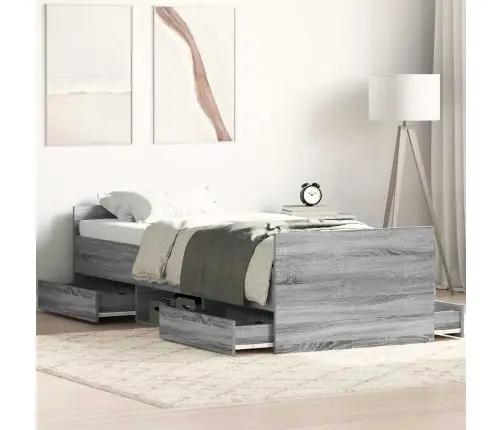 Gultas Rāmis Ar Galvgali Un Kājgali, Pelēks, 75X190 Cm Vidaxl