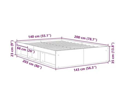 Gultas Rāmis, Melns, 140X200 Cm Vidaxl