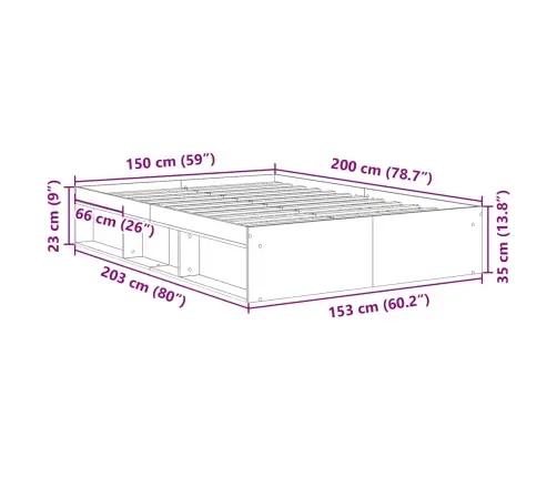 Gultas Rāmis, Ozolkoka Krāsa, 150X200 Cm Vidaxl