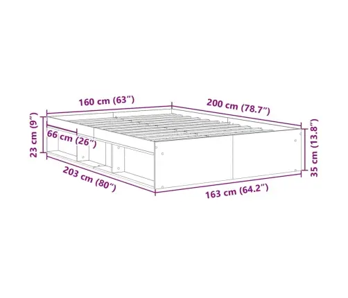Voodiraam, Must, 160 X 200 Cm