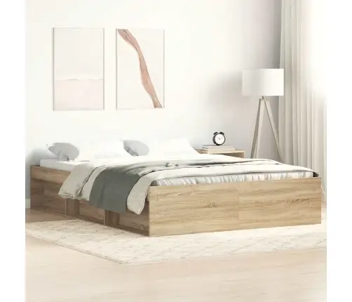 Gultas Rāmis, Ozolkoka Krāsā, 140X190 Cm Vidaxl