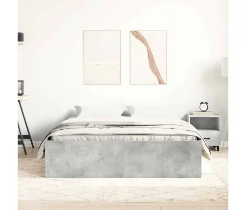 Gultas Rāmis, Betona Pelēks, 140X190 Cm Vidaxl
