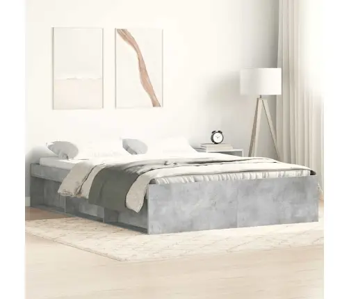 Gultas Rāmis, Betona Pelēks, 140X190 Cm Vidaxl