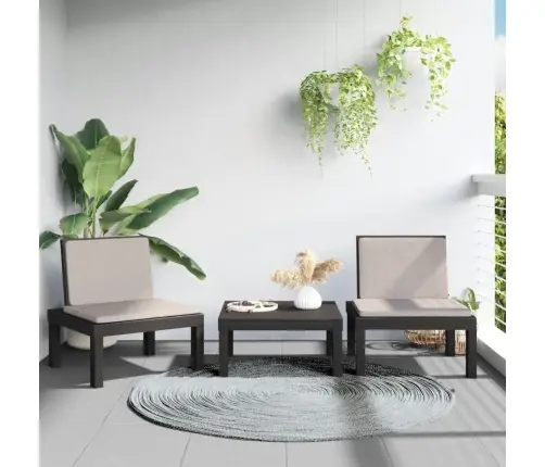 Sodo Poilsio Komplektas Su Pagalvėlėmis, 3 Dalių, Antracito, Pp