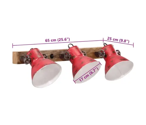 Sienas Lampa, 25 W, Bružāti Sarkana, 65X25 Cm E27 Vidaxl
