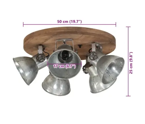Sienas Lampa 25 W, Vintāžas, Sudraba Krāsa, 50X50X25 Cm, E27 Vidaxl
