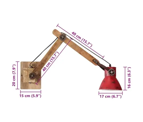 Sieninis Šviestuvas, Baltintas Raudonas, 96X15X20cm 25W, E27