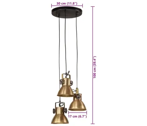 Griestu Lampa 25 W, Antīka Misiņa Krāsa, 30X30X100 Cm, E27 Vidaxl