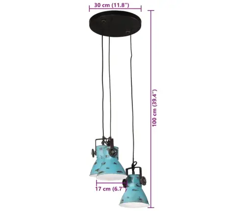Griestu Lampa 25 W, Bružāti Zila, 30X30X100 Cm, E27 Vidaxl