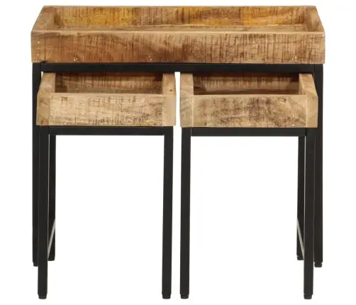 Kafijas Galdiņi, 3 Gab., Sabīdāmi, Mango Masīvkoks, Dzelzs Vidaxl