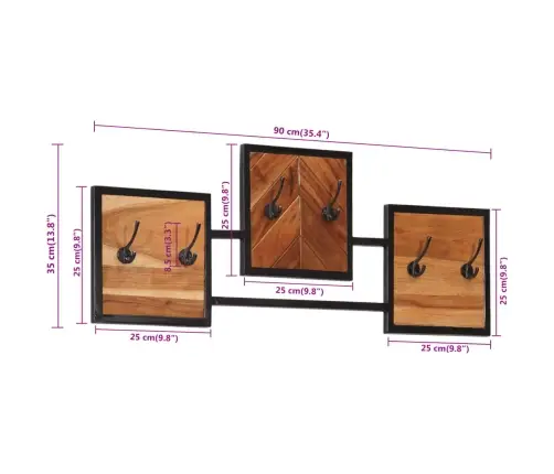 Riidenagi, 90 X 1 X 35 cm Akaatsiapuit Ja Raud