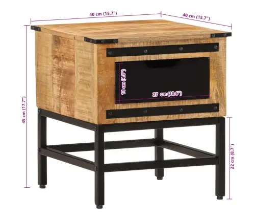 Naktsskapītis, 40X40X45 Cm, Mango Masīvkoks Vidaxl