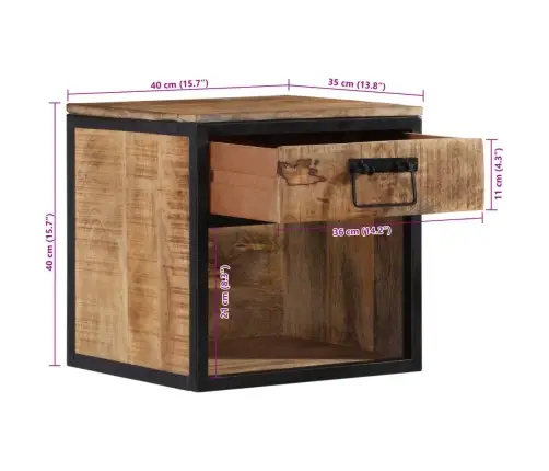 Naktsskapītis, 40X35X40 Cm, Mango Masīvkoks Vidaxl