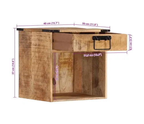 Naktsskapītis, 40X30X37 Cm, Mango Masīvkoks Vidaxl