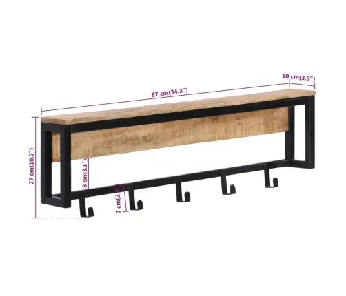 Drēbju Pakaramais, 87X10X27 Cm, Neapstrādāts Mango Masīvkoks Vidaxl