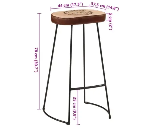 Baaritoolid 2 Tk, Tumepruun, 44 X 37,5 X 78 Cm