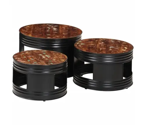 Bāra Galdiņi, Bungu Forma, 3 Gab., Pārstrādāts Masīvkoks Vidaxl