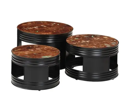 Bāra Galdiņi, Bungu Forma, 3 Gab., Pārstrādāts Masīvkoks Vidaxl