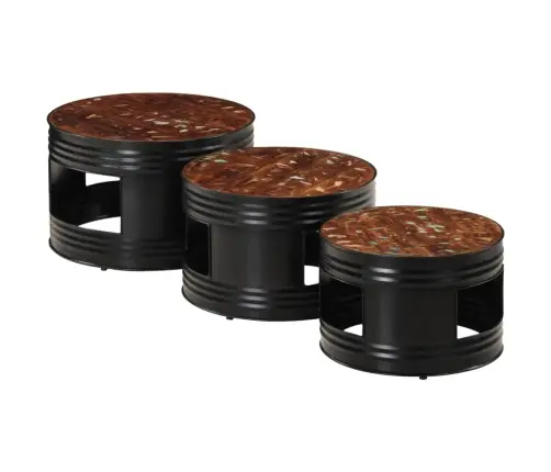 Bāra Galdiņi, Bungu Forma, 3 Gab., Pārstrādāts Masīvkoks Vidaxl