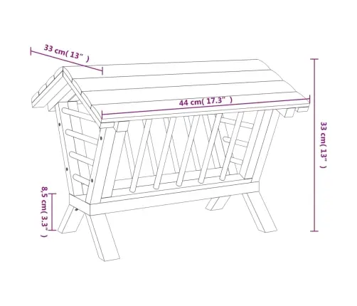 Küüliku Heinasõim, 44X33X33 cm Nulupuit
