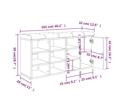 Apavu Skapītis, Koka Krāsa, 102X32X50 Cm, Inženierijas Koks Vidaxl