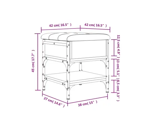 Jalatsipink, Hall Sonoma Tamm, 42 X 42 X 45 cm Tehispuit