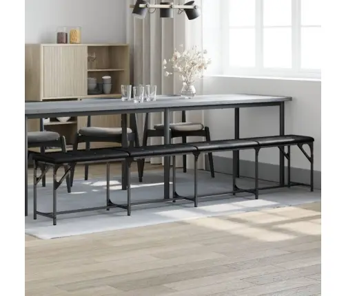 Ēdamistabas Sols, Melns, 248X32X45 Cm, Tērauds Un Mākslīgā Āda Vidaxl