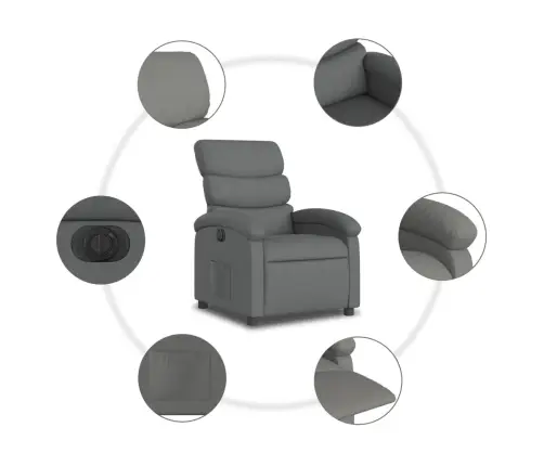 Elektrisks Atpūtas Krēsls, Atgāžams, Tumši Pelēks Audums Vidaxl