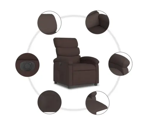 Elektrisks Atpūtas Krēsls, Atgāžams, Tumši Brūns Audums Vidaxl