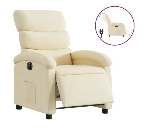 Elektrisks Atpūtas Krēsls, Atgāžams, Krēmkrāsas Audums Vidaxl
