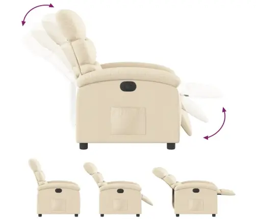 Elektrisks Atpūtas Krēsls, Atgāžams, Krēmkrāsas Audums Vidaxl