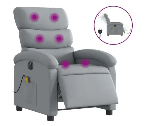 Elektrisks Masāžas Krēsls, Atgāžams, Gaiši Pelēks Audums Vidaxl