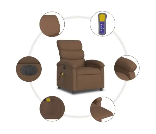 Elektrisks Masāžas Krēsls, Atgāžams, Brūns Audums Vidaxl