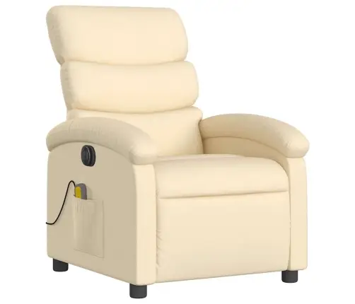 Elektrisks Masāžas Krēsls, Atgāžams, Krēmkrāsas Audums Vidaxl