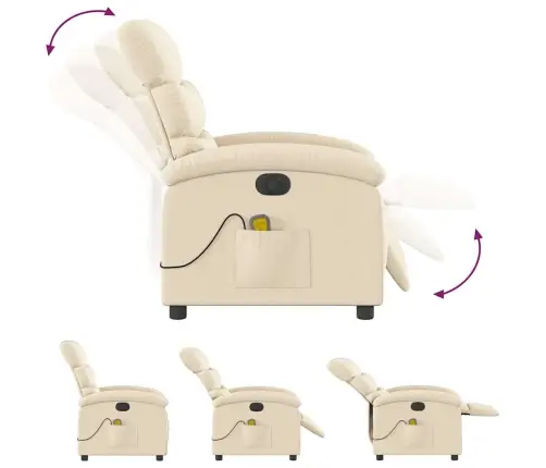 Elektrisks Masāžas Krēsls, Atgāžams, Krēmkrāsas Audums Vidaxl