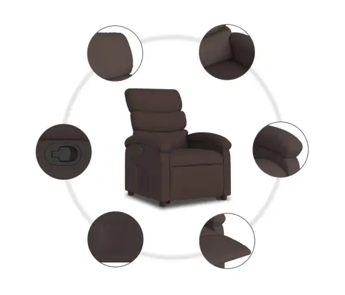 Atpūtas Krēsls, Paceļams, Atgāžams, Tumši Brūns Audums Vidaxl