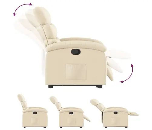 Atpūtas Krēsls, Paceļams, Atgāžams, Krēmkrāsas Audums Vidaxl