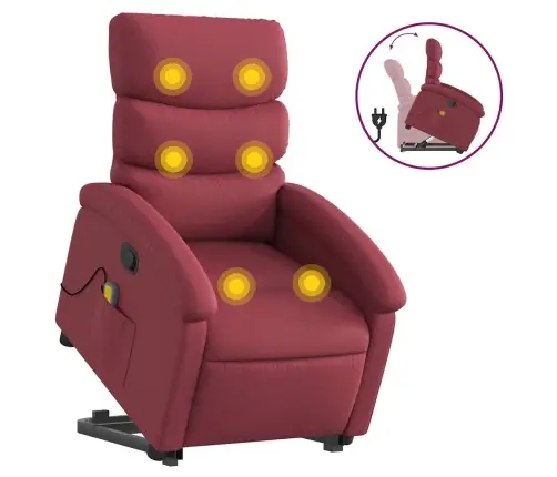 Püsti Tõusmist Toetav Massaažitool, Veinipunane, Kangas